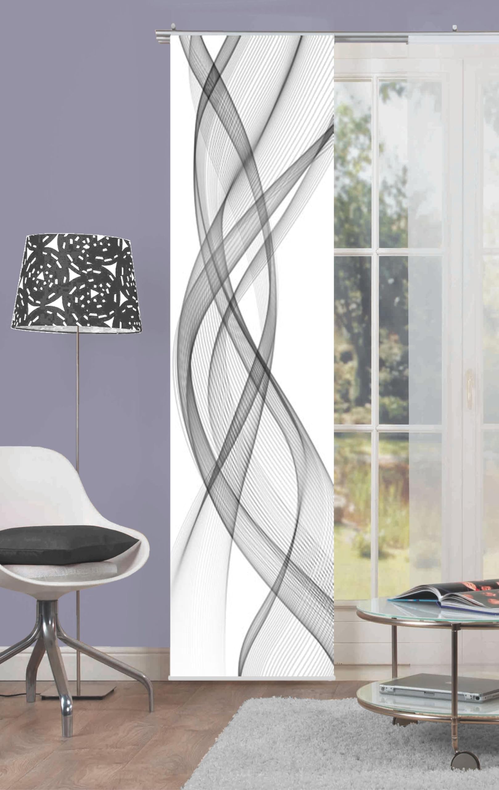 Home Fashion FERROL Panneau Coulissant Impression numérique, Tissu, Gris, 245 x 60 cm