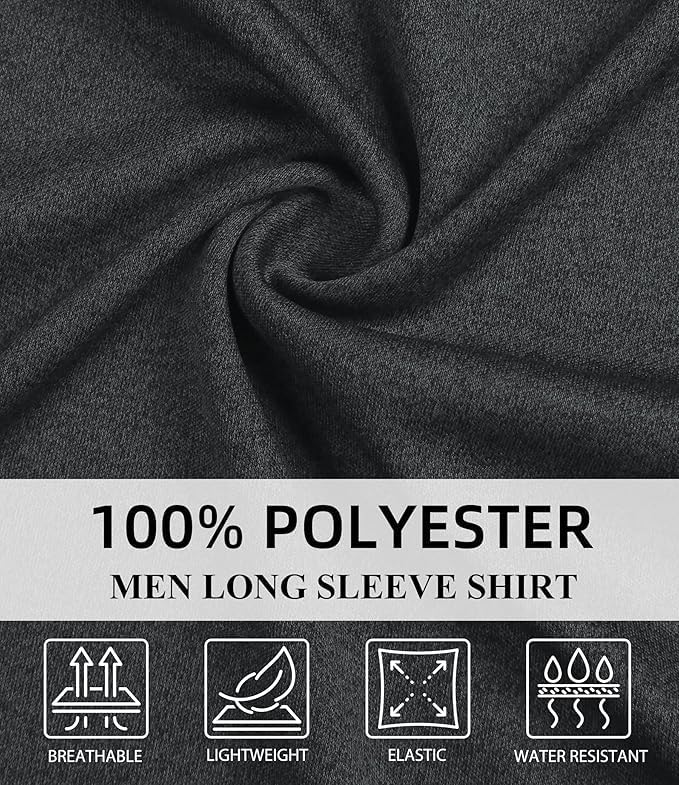 6 Pack Men Dry Fit Workout Long Sleeve Athletic Gym UPF 50+ SPF UV Sun Protection Quick Dry Lightweight Shirts - Image 7