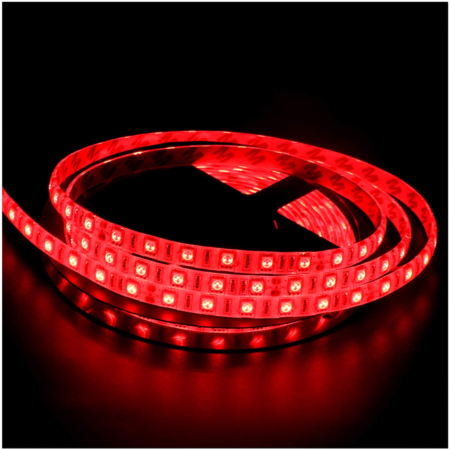 GQL 5m Flexible LED Strip Light Red, DC 24V 5050 300LEDs, IP65 Waterproof, Self-Adhesive Tape Home Kitchen Bar Cabinet Decoration Rope Light