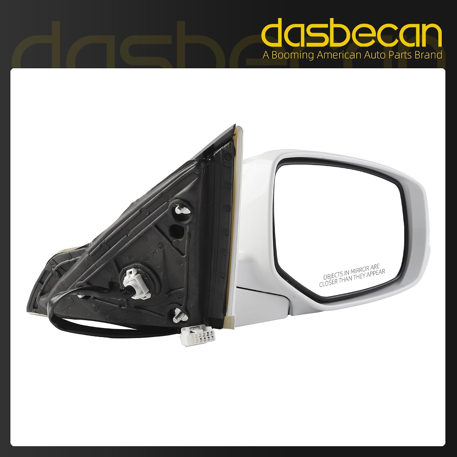 Dasbecan Right Passenger Side Door Mirror Assembly Compatible with Honda Accord 2013-2017 Power Glass Heated with Turn Signal Light Replaces HO1321275 76200T2GA41ZA White 6Pins