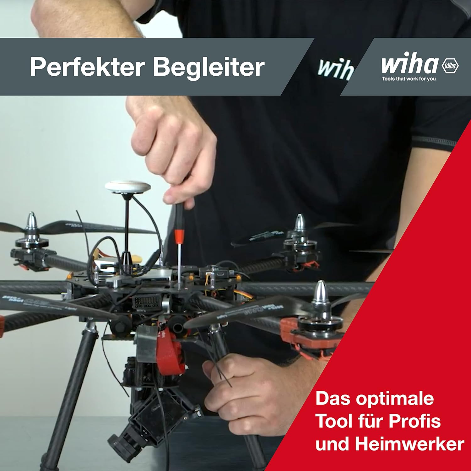 Wiha PicoFinish 42994 Hexagonal Socket Spanner Set of 6 With holder fine screwdriver, red and black