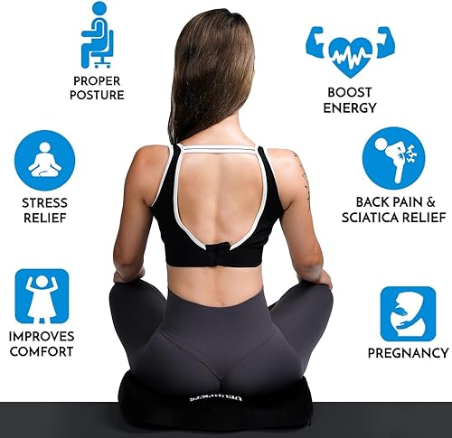 Miniatura 5 de UEUHFKTS Cojín de asiento de gel mejorado para silla de oficina, cojín de asiento de automóvil, cojín para el dolor de coxis, silla de oficina,