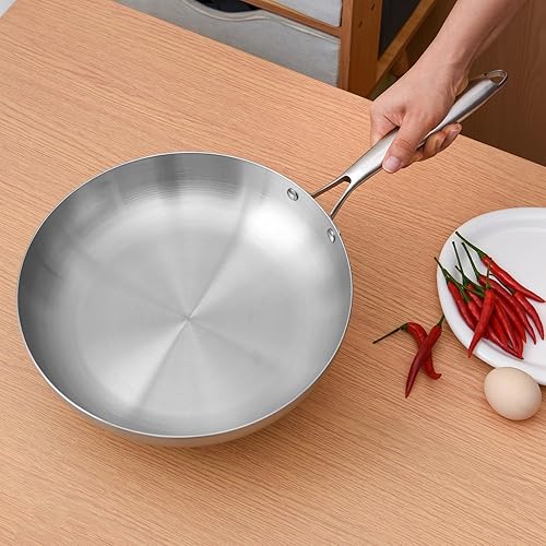 Miniatura 3 de Sartén de acero inoxidable sartenes de grado profesional para cocinar sartén antiadherente de acero inoxidable con revestimiento de tres capas de 9