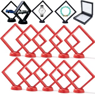 3D Freeze Display, Ela Frame for Toy Cars, Crystal Display Case Holder, Rock Fossil Gemstone Floating Display Case, Elaframe Flexi Frame, 3D Display Stand Box, Coin Jewelry Displaying (Red-11cm)