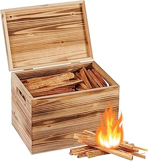 15 Lbs Fatwood Fire Starter Sticks with Wooden Box - 100% Natural Kindling Wood for Fire Pit, Pine Firewood Firestarter for Campfire, Stove, Fireplace, Bonfires, Grill (15 LBS + Box)