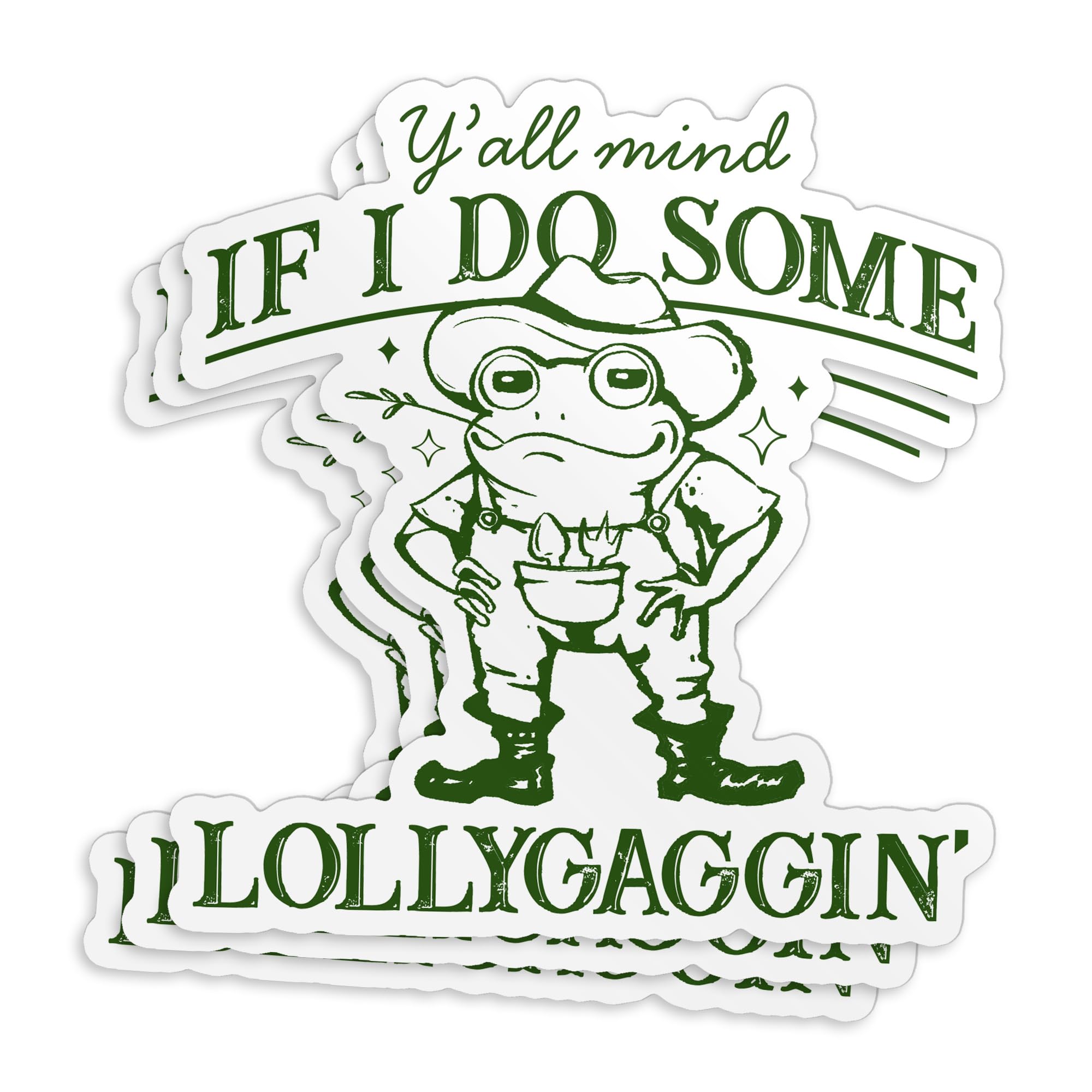 (3Pcs) Y'all Mind If I Do Some Lollygagging Sticker Vintage Funny Frog and Toad Sticker Cute Frog Meme 2" Waterproof Die-Cut Vinyl Stickers for Kindle