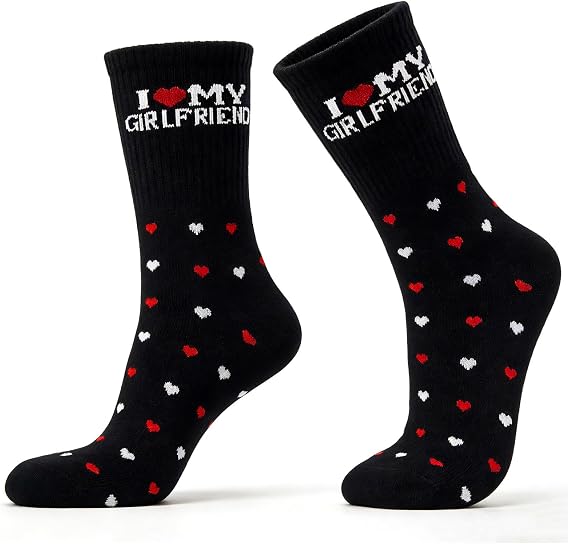 Valentines Day Gifts for Him Men Boyfriend Funny I Love My Girlfriend Socks,Valentines Anniversary for Boyfriend Men