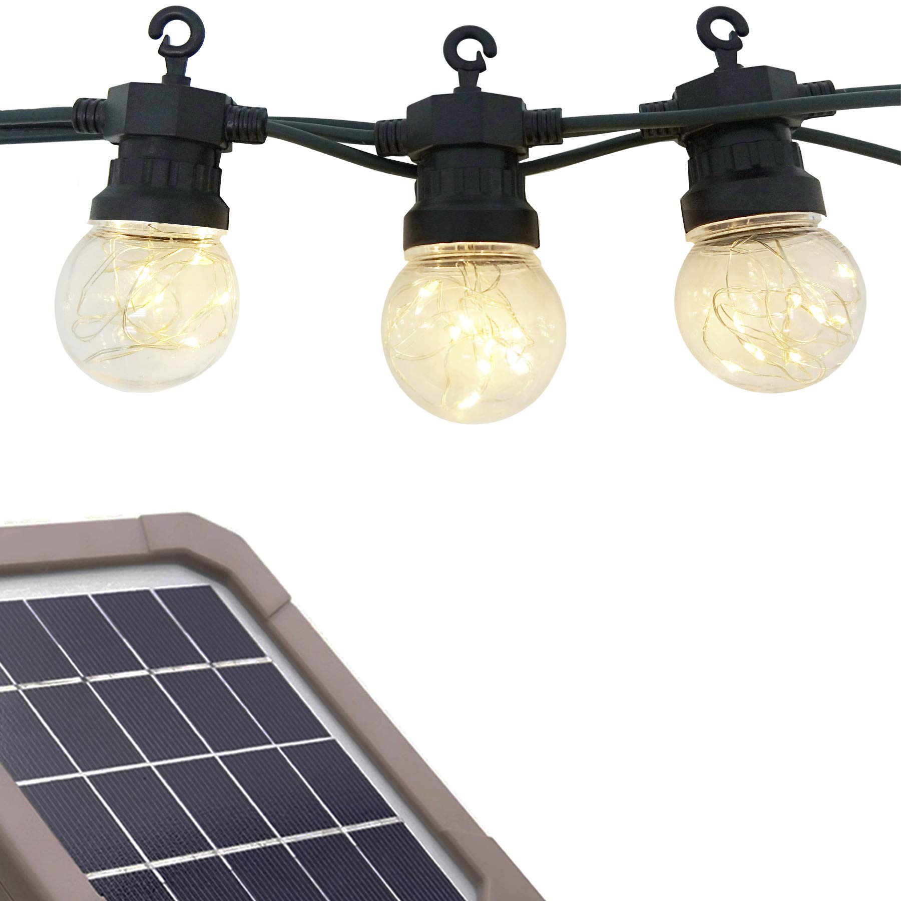 Philippe Solar String Light, Warm White LED, 10 Bulbs Outdoor Waterproof Dimmable Dusk to Dawn for Garden Yard Barbeque Celebration Party