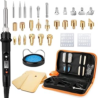 Wood Burning Pyrography Pen, 45 in 1 Soldering Iron Kit, Professional Wood Engraving Craft Tool with Pyrography Basics, LCD Display, 80W Adjustable Temperature, 29PCS Replaceable Tips for Carving