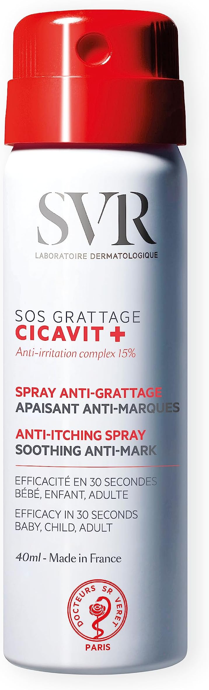 CICAVIT+ SOS Ultra-Rapid Anti-Itch Relief Face and Body Spray, for Soothing and Cooling Itchy and Damaged Skin, Suitable for Babies, 40 ml