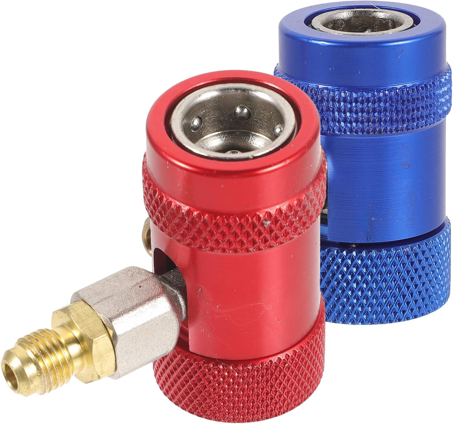 Ciieeo Adjustable Car Air Conditioner Connectors Set, Aluminum Alloy and Copper Vehicle Ac Adapter Fittings, Red and Couplers for Automotive Air Conditioning Maintenance Random Color
