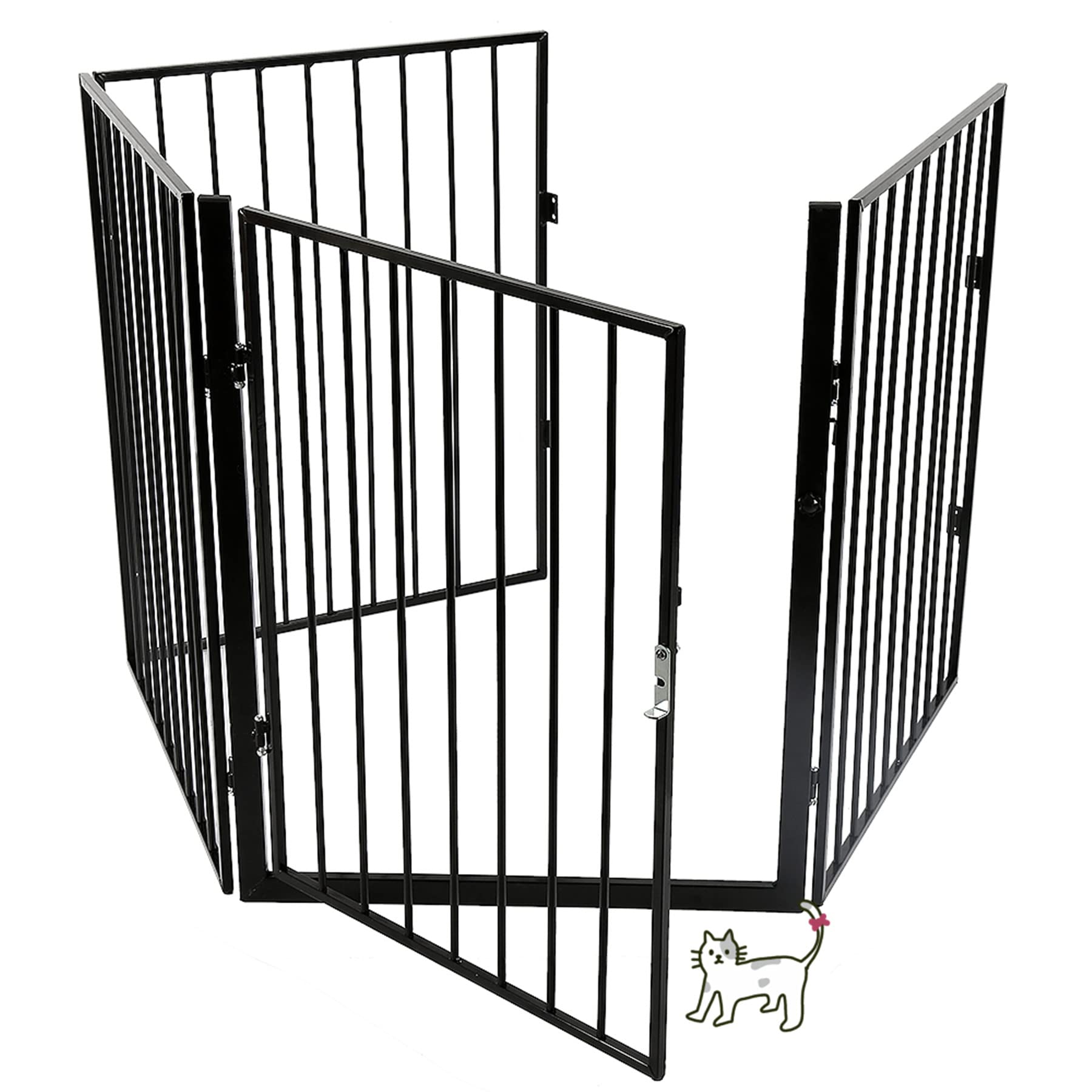 Rejilla de Barrera para el Horno Plegable,Reja de Protección de Metal | Rejilla Protectora Metálica Plegable con Puerta, Barrera Seguridad para Niños y Mascotas-Caja de perros-240 * 2,5 * 75cm (4 pz)
