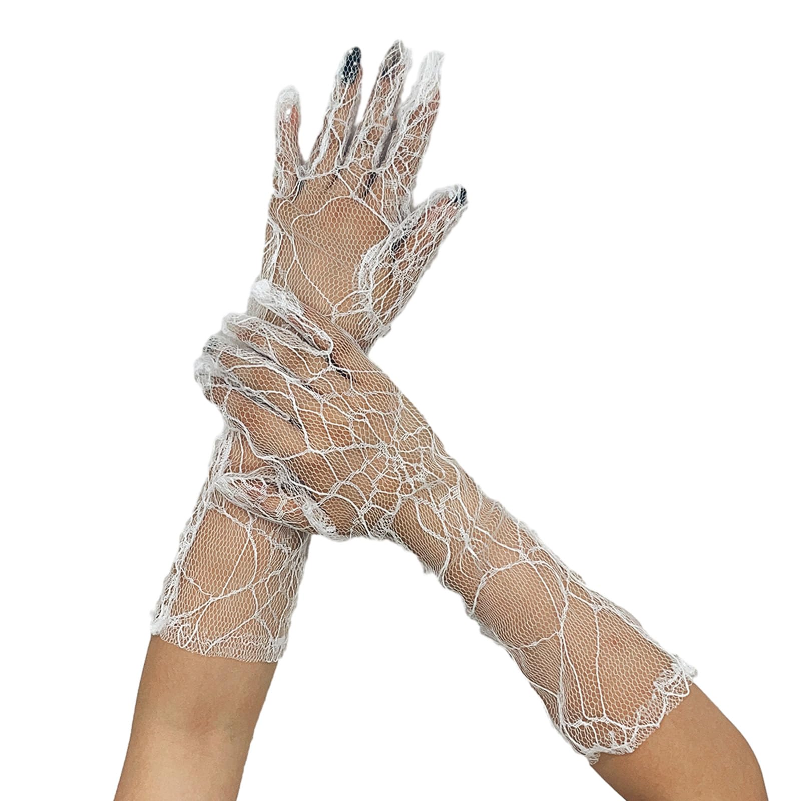 Dark Series Halloween Costume Accessory Spiderweb Lace, White