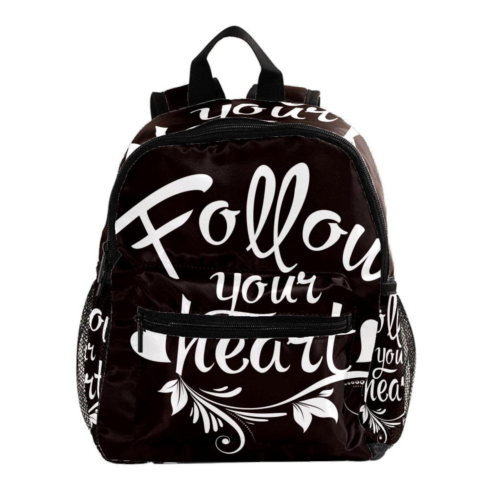 Sac à dos mignon Follow Your Heart noir grand compartiment école - 6