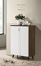 DeckUp Plank Alvo 2-Door Engineered Wood Shoe Rack (Walnut and White, Matte Finish)