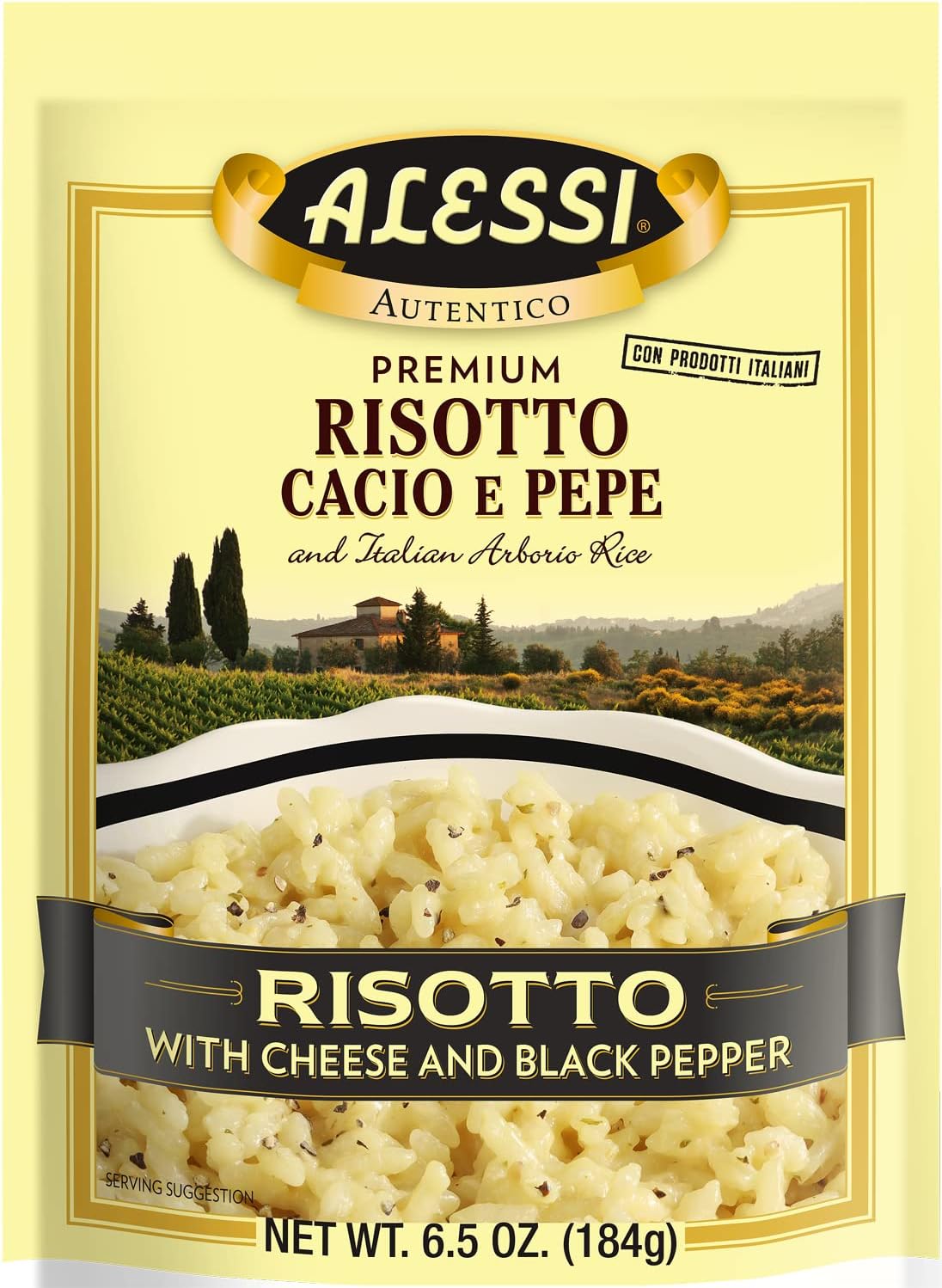 Autentico, Premium Seasoned Risotto, Italian Arborio Rice, Easy to Prepare, Cacio E Pepe 6.5 Ounce (Cheese & Pepper, Pack of 6)