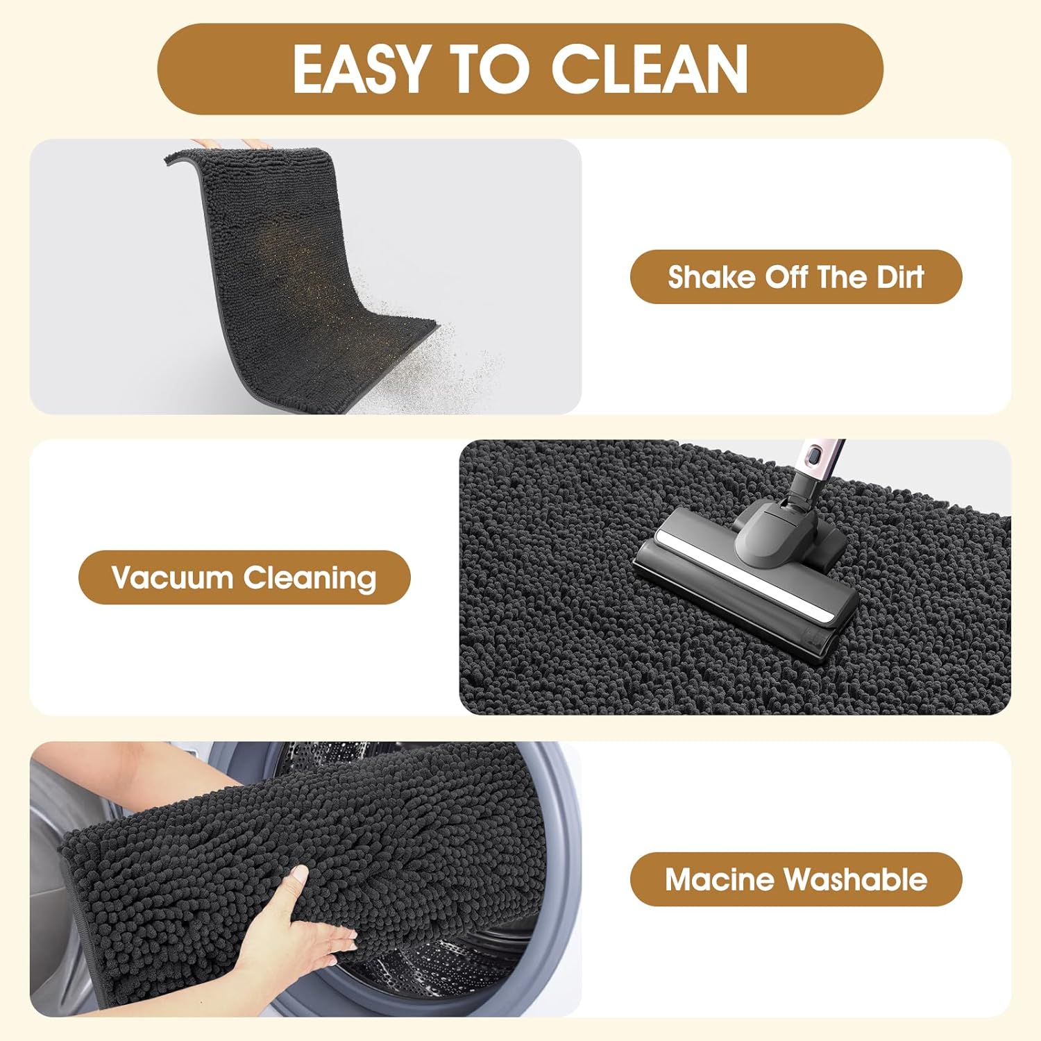 2 Pieces Muddy Door Mats for Dogs, 30" X 20" Chenille Absorbent Doormat, Trap Dirt Non Slip Heavy Indoor Doormat Soft Dog Bed Mat Front Inside Door Mat for Indoor Outdoor Entrance,Dark Grey