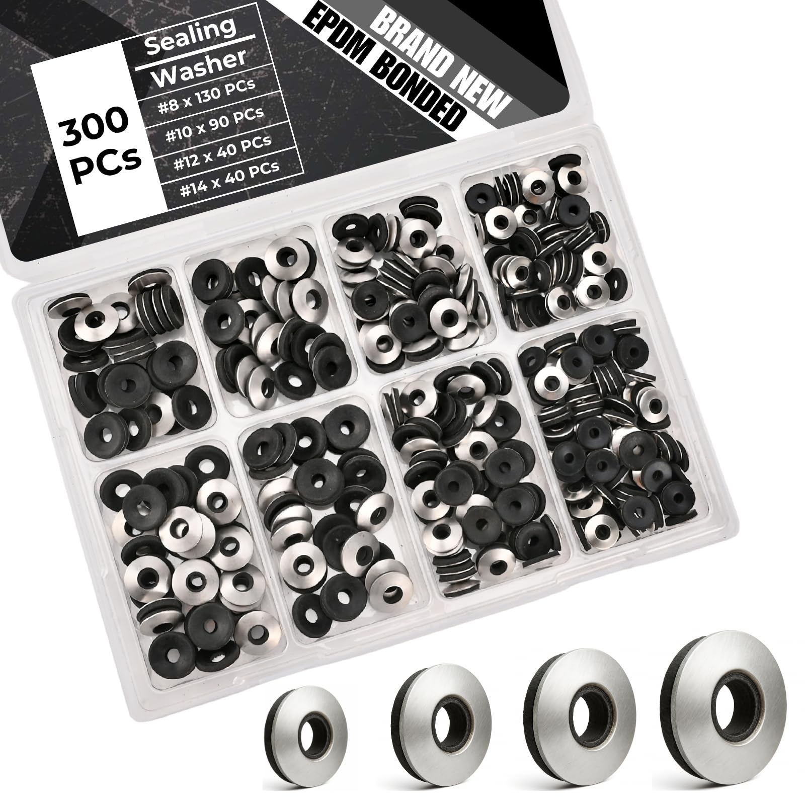 EPDM Washers for #8 Screws - Stainless Steel Backed -9 EPDM Washers for #8 Screws - Stainless Steel Backed -9