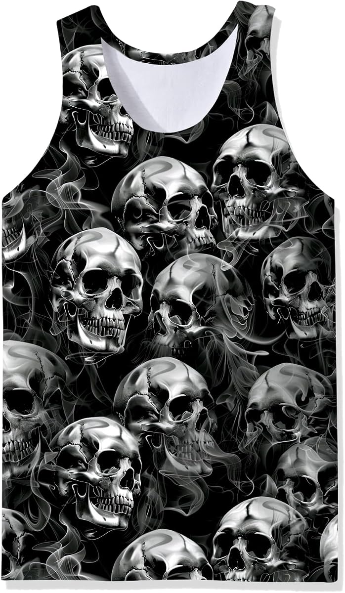 Goodstoworld Mens 3D Tank Top Novelty Graphic Breathable Quick Dry Sleeveless Beach Shirt S-4XL