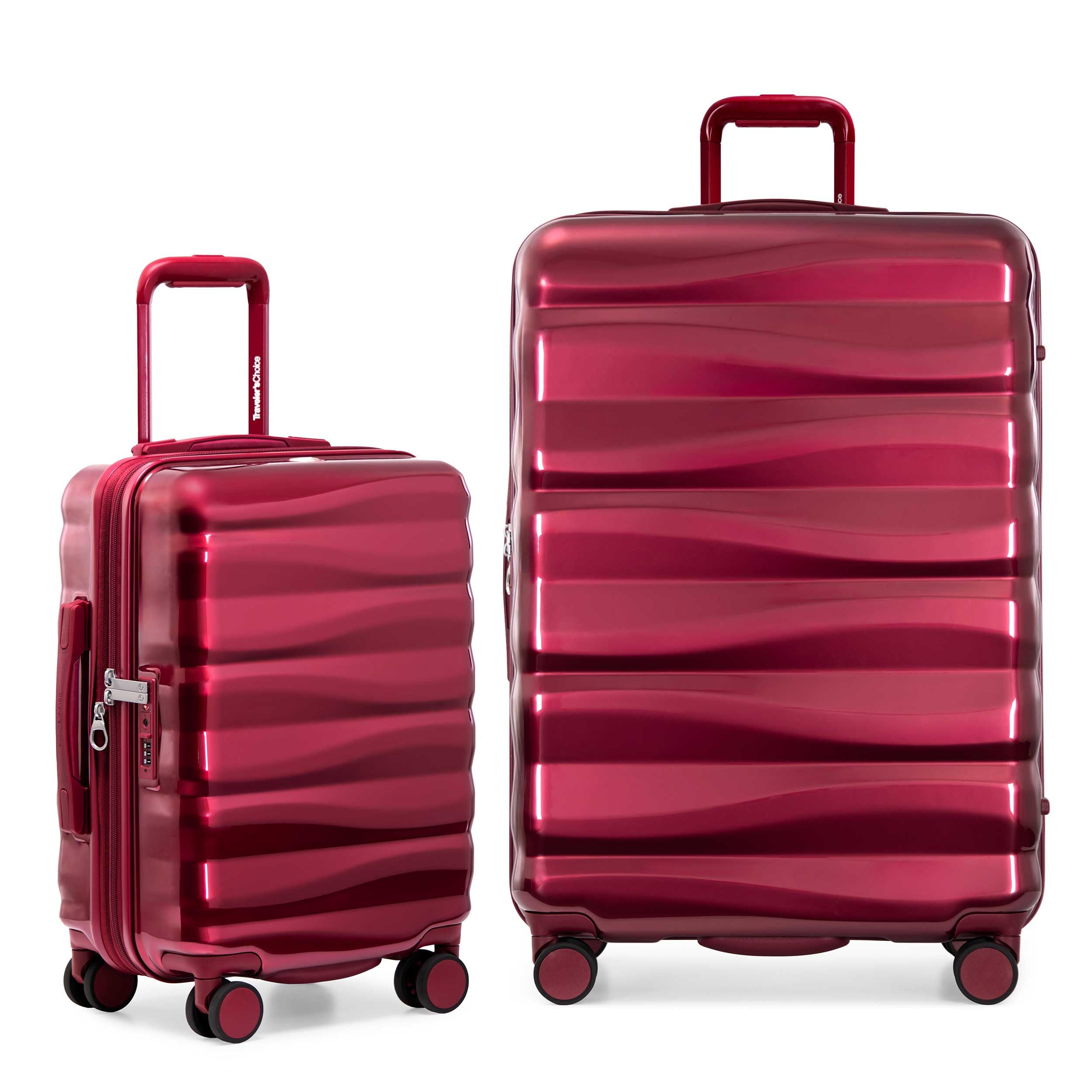 Traveler's Choice Edinburgh II Hardside Spinner Luggage, TSA Lock, Red, 2 Piece Set (21/29)