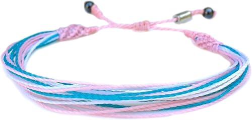Transgender Pride Bracelet Handmade Woven LGBTQ Trans Pride MTF FTM String Bracelet with Hematite Stones by Rumi Sumaq
