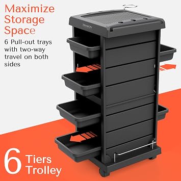 TASALON 6-Tray Multipurpose Rolling Salon Storage Cart