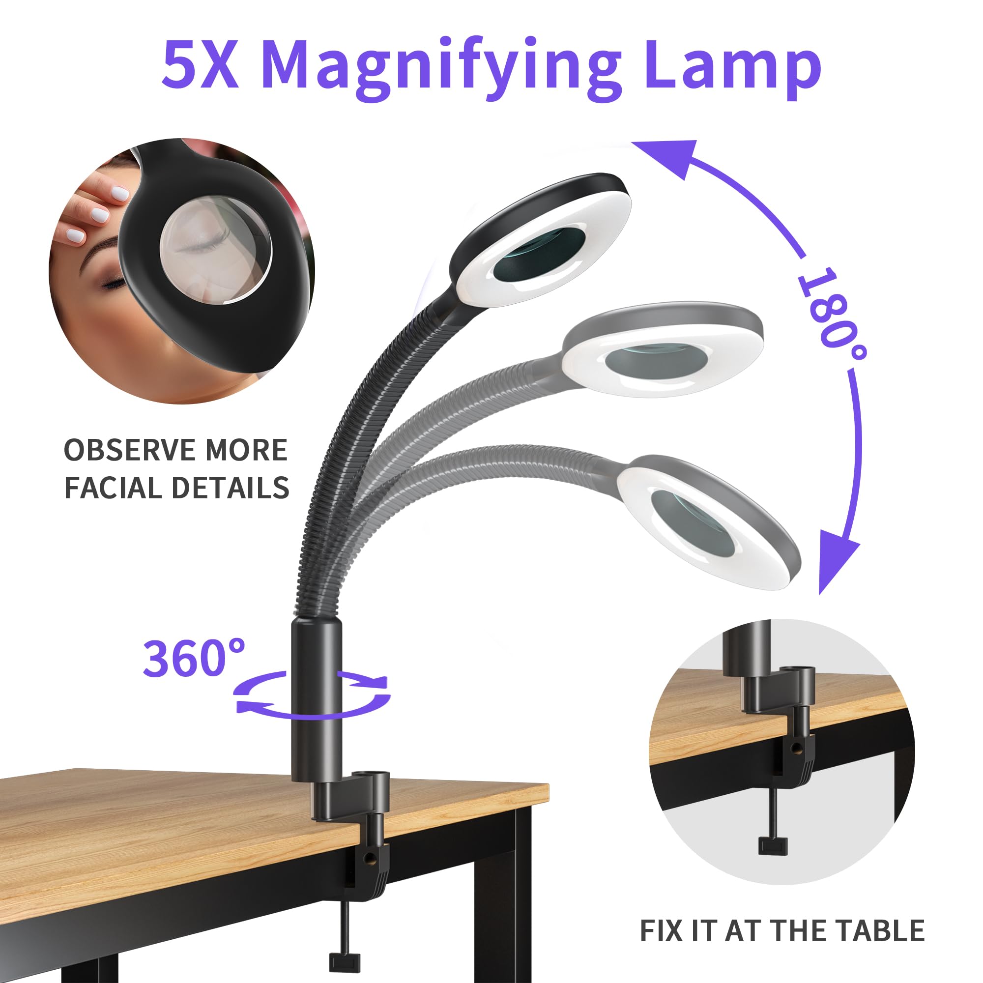 Professional Facial Steamer with Ozone and Magnifying Lamp, Black