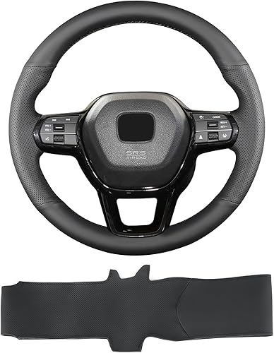 Funda para volante con costuras a mano, apta para Honda Civic 2022Civic Sedan Si 2022CR-V HR-V Civic Type R 2023, funda de cuero de microfibra