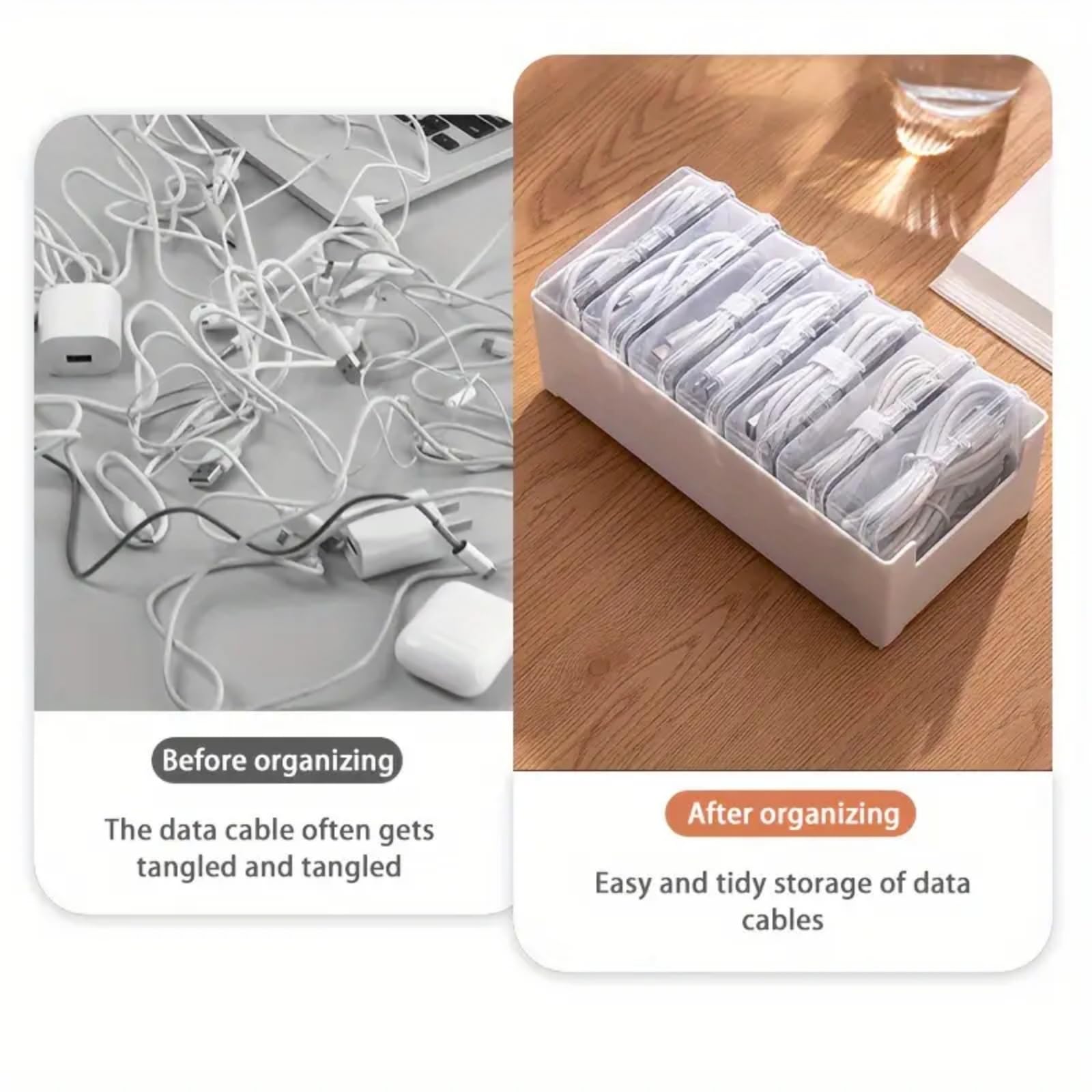 Kabel-Organizer-Aufbewahrungsbox mit 7 Kabelbindern, Schreibtisch-Kabel-Management-Box mit Schalter, Netzkabel-Organizer für Büro, Zuhause, Schreibtischzubehör, Aufbewahrung von Schreibwaren