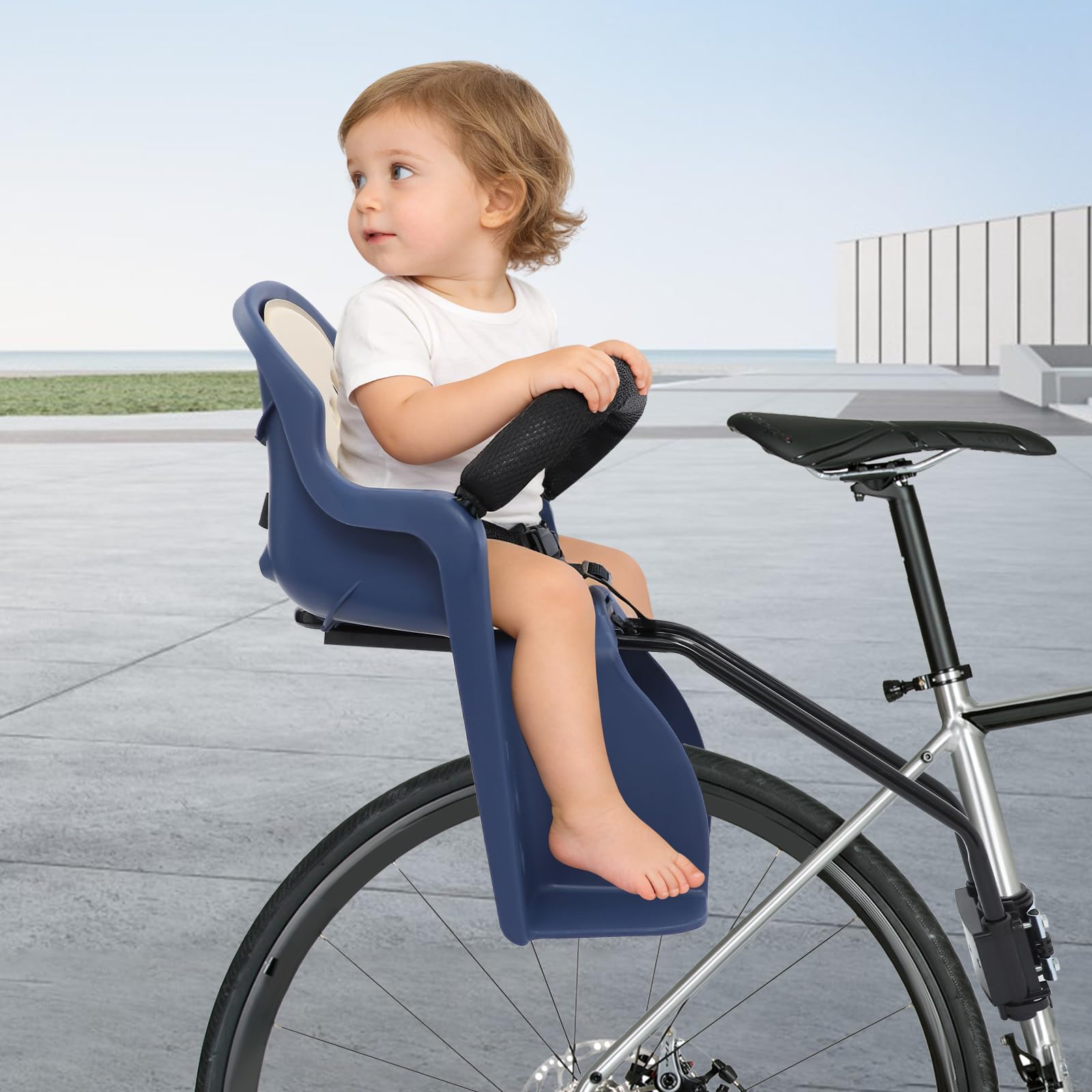 Asiento infantil de bicicleta para bicicleta, asiento trasero de bicicleta, con fijación al cuadro o sistema de fijación para portabicicletas, de 9 meses a 4 años, hasta 20 kg