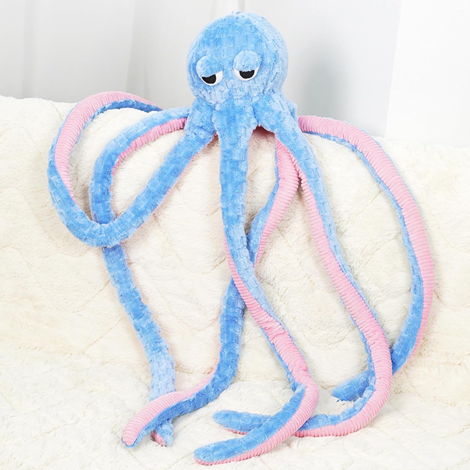Indestructible Dog Toy, Octopus Dog Toy, 40 Inches Interactive Squeaky Toys for Aggressive Chewers, Soft, Skin-Friendly Plush Octopus for Relieve Boredom, Reduce Anxiety, Blue