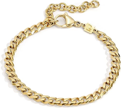 Galis Mens Bracelet - Cuban Link or Box Chain Layered Chain For Men - Premium Stainless Steel, Gift for him, Gold, Silver, Black Bracelet For Men