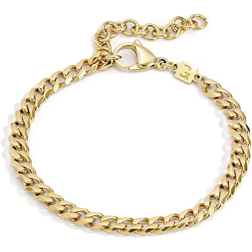 Handmade Cuff Chain Bracelet For Men Made Of Gold Plated Over Stainless Steel By Galis Jewelry - Gold Bracelet For Men - Cuff bracelet For men - Jewelry For Men - FITS 7"-7.75" WRIST SIZE