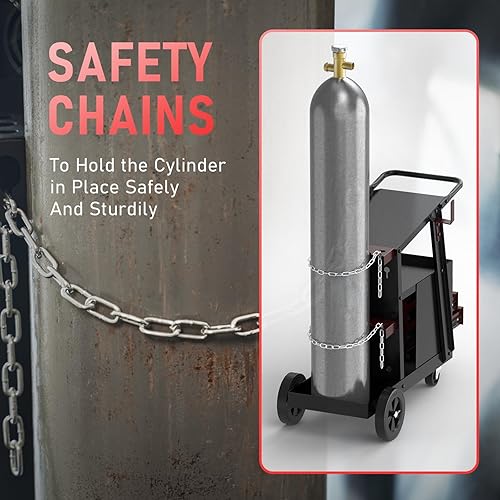 Miniatura 7 de YESWELDER Carro de soldadura para soldador TIG MIG y cortador de plasma, carro de soldadura rodante de 360  de almacenamiento grande de tres capas