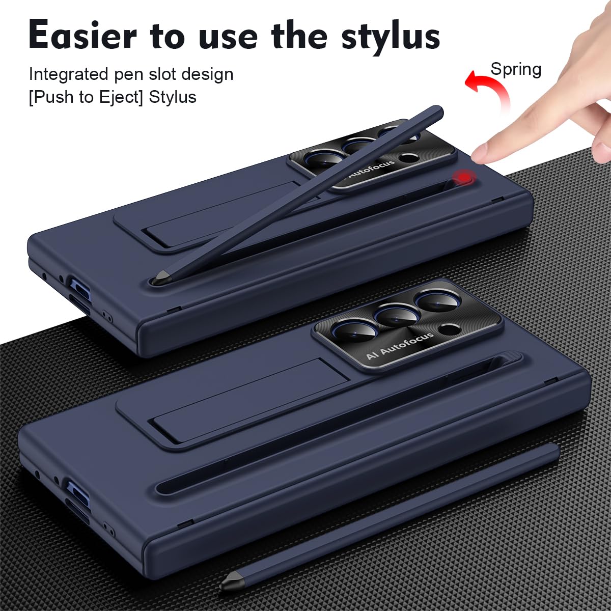 BRAND SET Etui do Samsung Galaxy Z Fold8 Ultra z wbudowaną osłoną ekranu, podpórka, uchwyt na długopis, ochrona zawiasów, odporna na wstrząsy obudowa PC, niebieskie