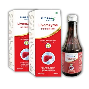 Rudraa Forever Livomzyme Syrup Pack Of 2 (Each 200ml) | | Ayurvedic Liver Tonic | Liver Detox Supplement Fatty Liver | Liver Enzyme Support Boosts Appetite and Improves Digestion
