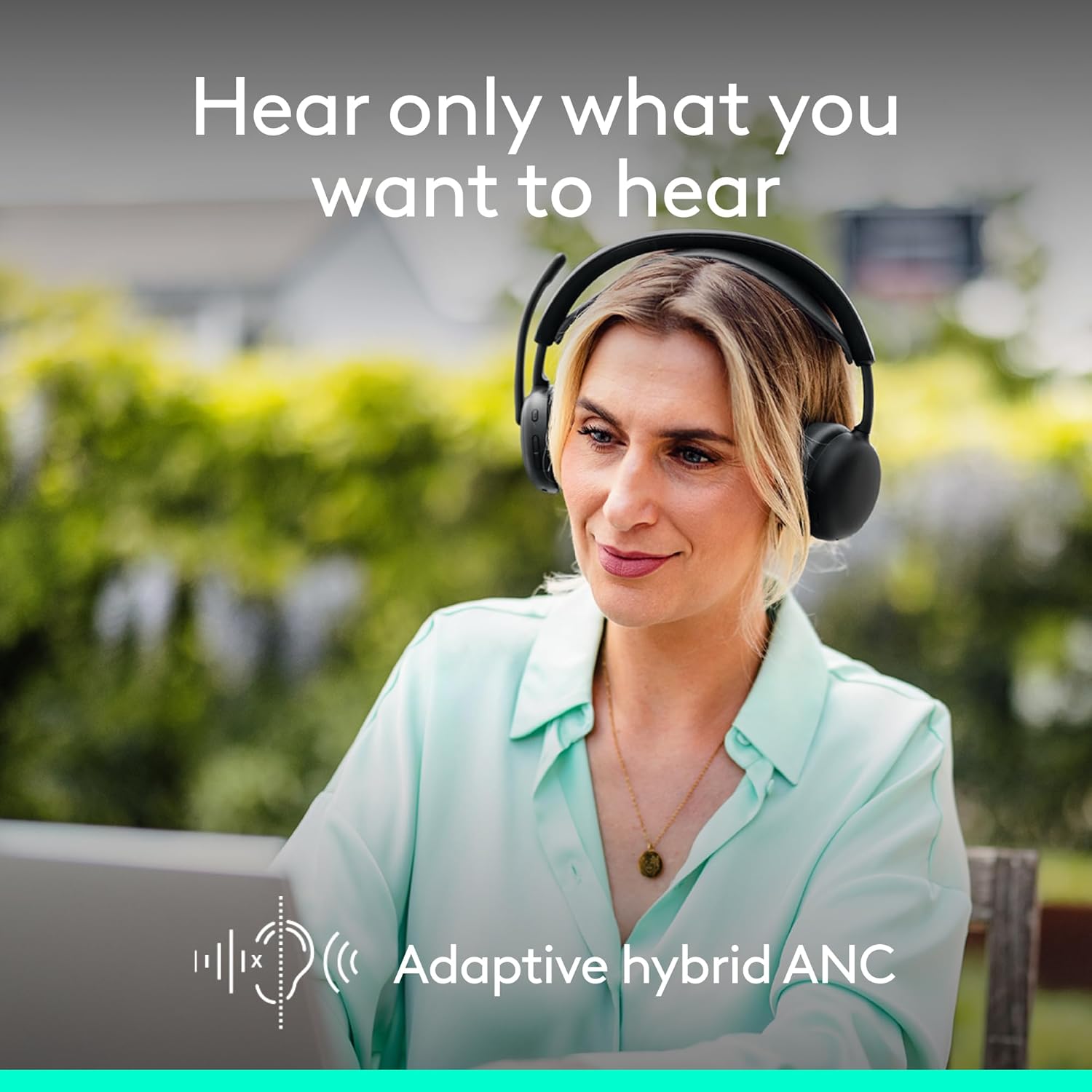 Logitech Zone Wireless 2 ES - Noise-Canceling Wireless Headset with Adaptive Hybrid ANC, Bluetooth - Black