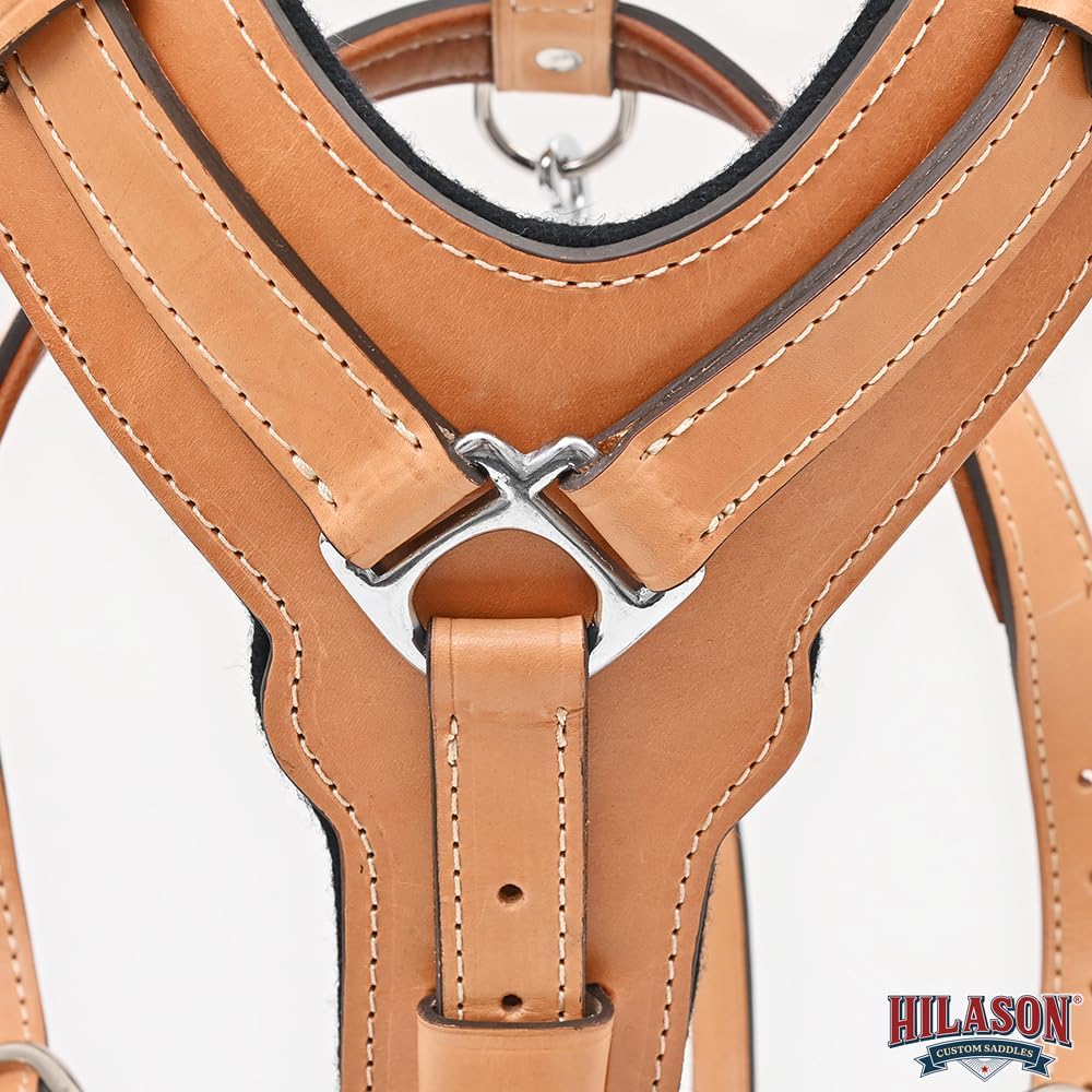 Tan Medium HILASON Genuine Leather Dog Harness Padded with Matching Leash | Walking
