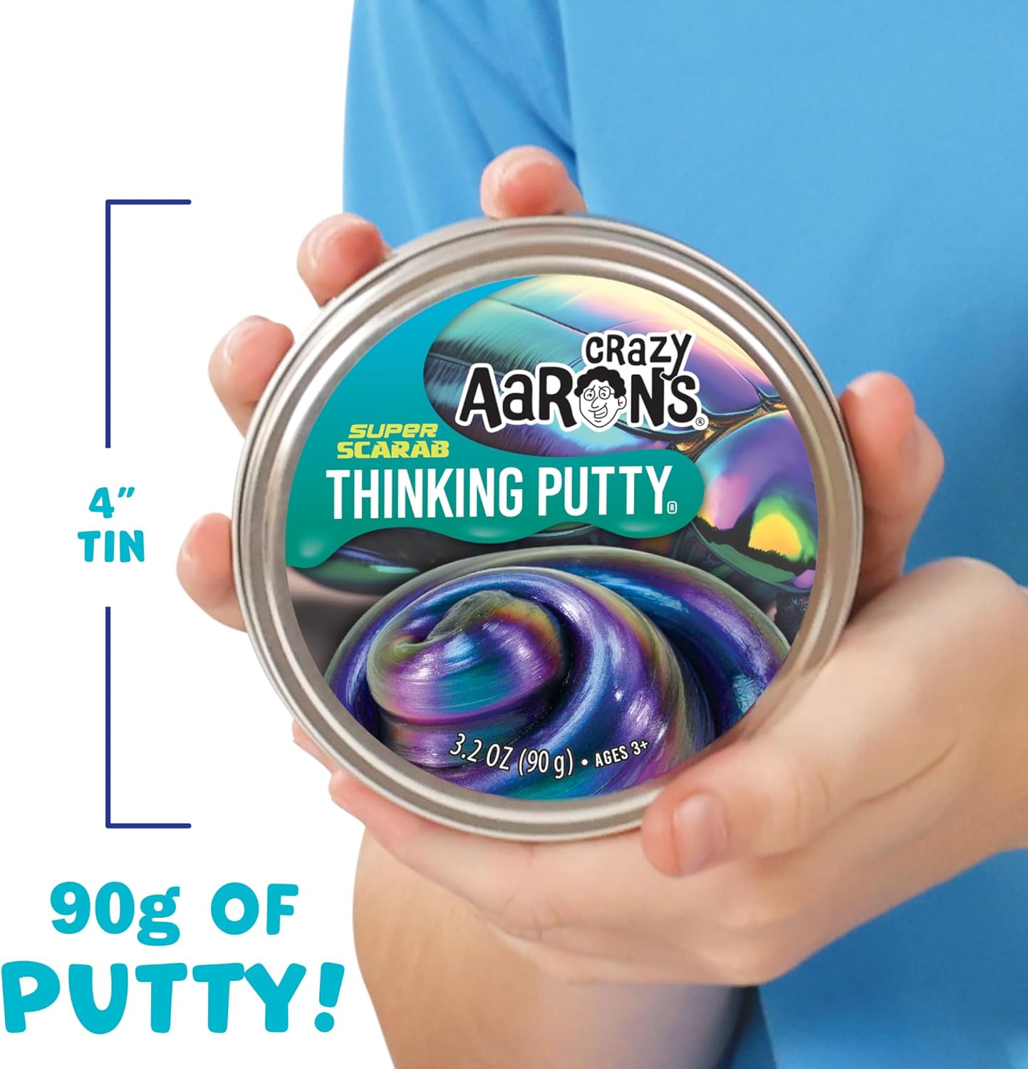Crazy Aaron's Thinking Putty - Super Scarab - Multi-Color Sensory Putty for Kids and Grown ups in a 4" Tin - Creative and Endless Fun, Stress Relief Therapy Toys, Never Dries Out - Made in USA