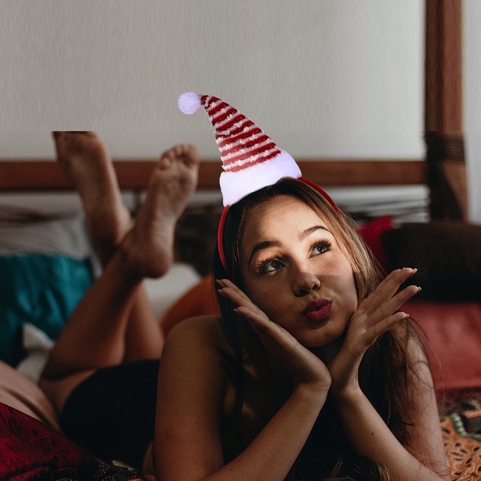 VICASKY 12 Pezzi Cerchietto di Natale Cappello, Accessorio Chioma Festivo