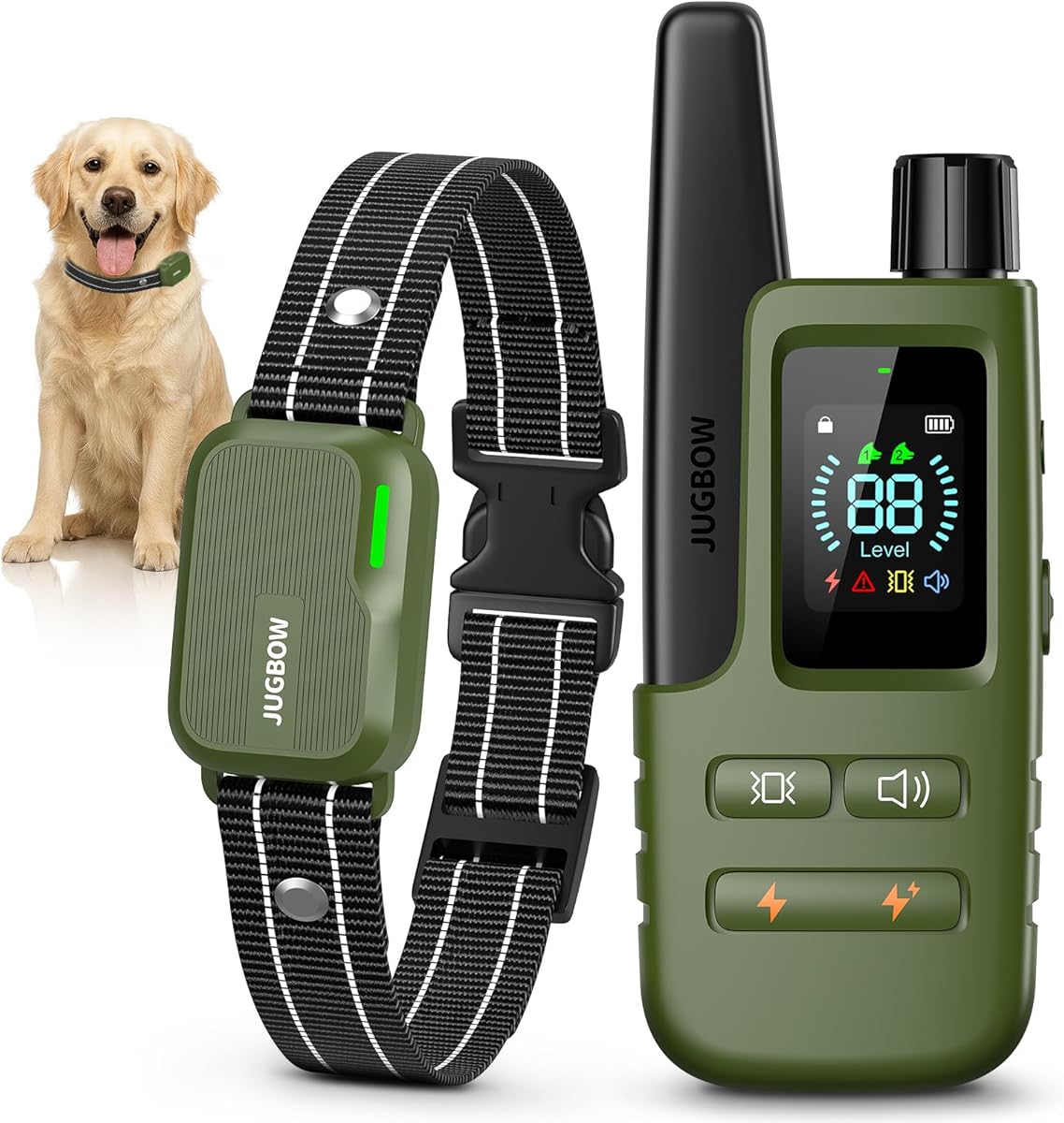 Jugbow Dog Shock Collar - 4500FT Dog Training Collar with Remote, IPX8 Waterproof Electric Dog Collar with 4 Training Modes, Security Lock, Rechargeable eCollar for 10-120lbs Small Medium Large Dogs