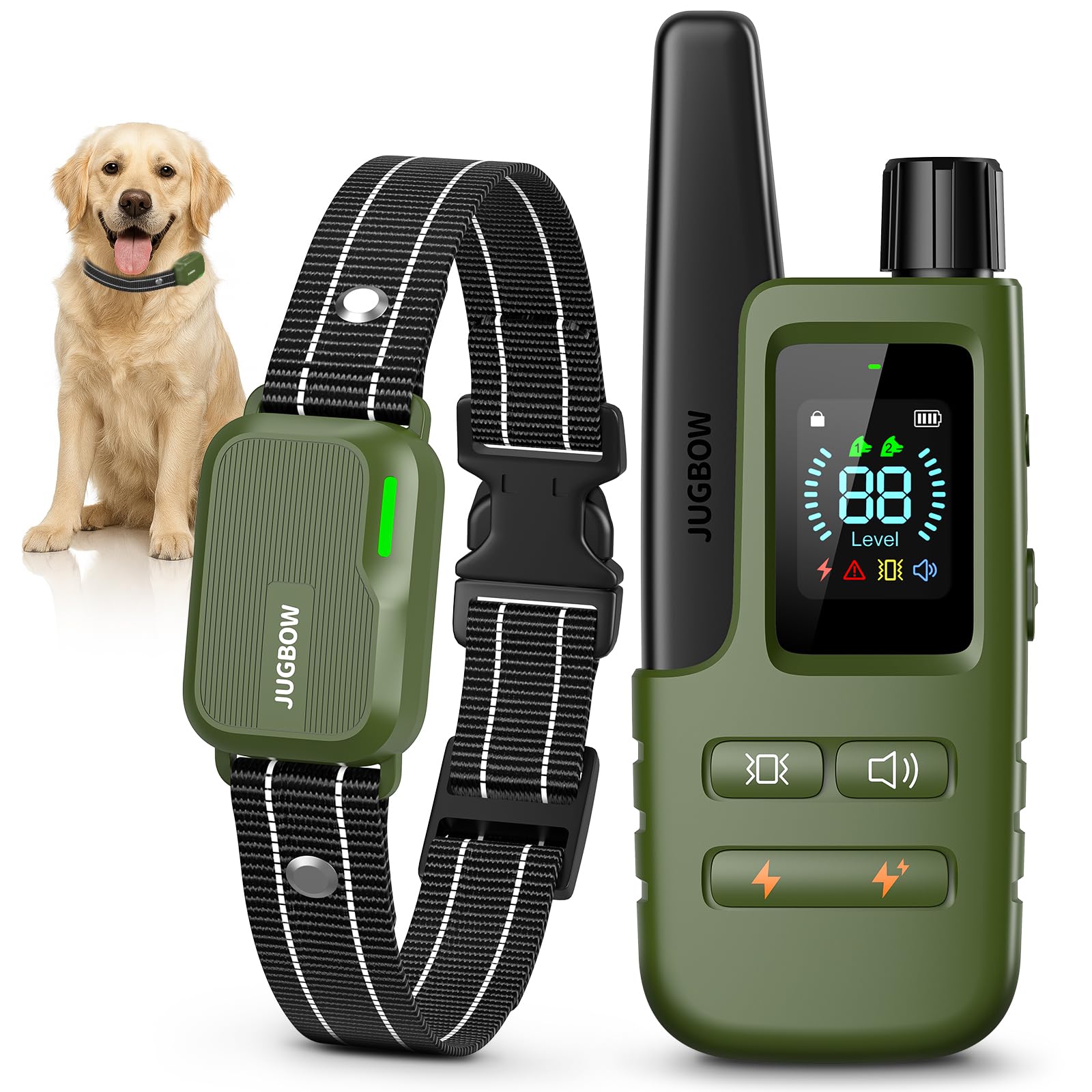 Jugbow Dog Shock Collar - 4500FT Dog Training Collar with Remote, IPX8 Waterproof Electric Dog Collar with 4 Training Modes, Security Lock, Rechargeab