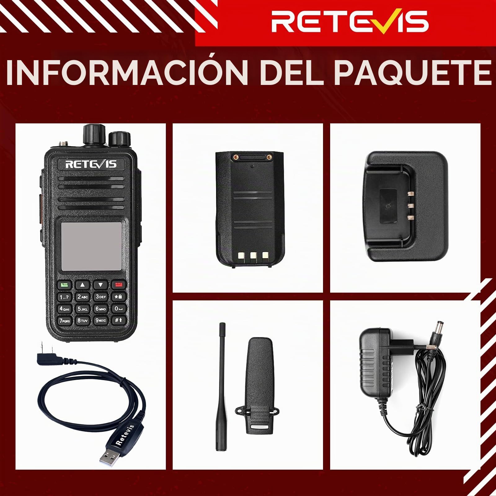 Retevis RT3S DMR Emisora Caza, Banda Dual Walkie Talkie Largo Rango | Alto Rendimiento, Compatible con MOTOTRBO Nivel Ⅰ y Ⅱ, GPS, APRS, 3000 Canales