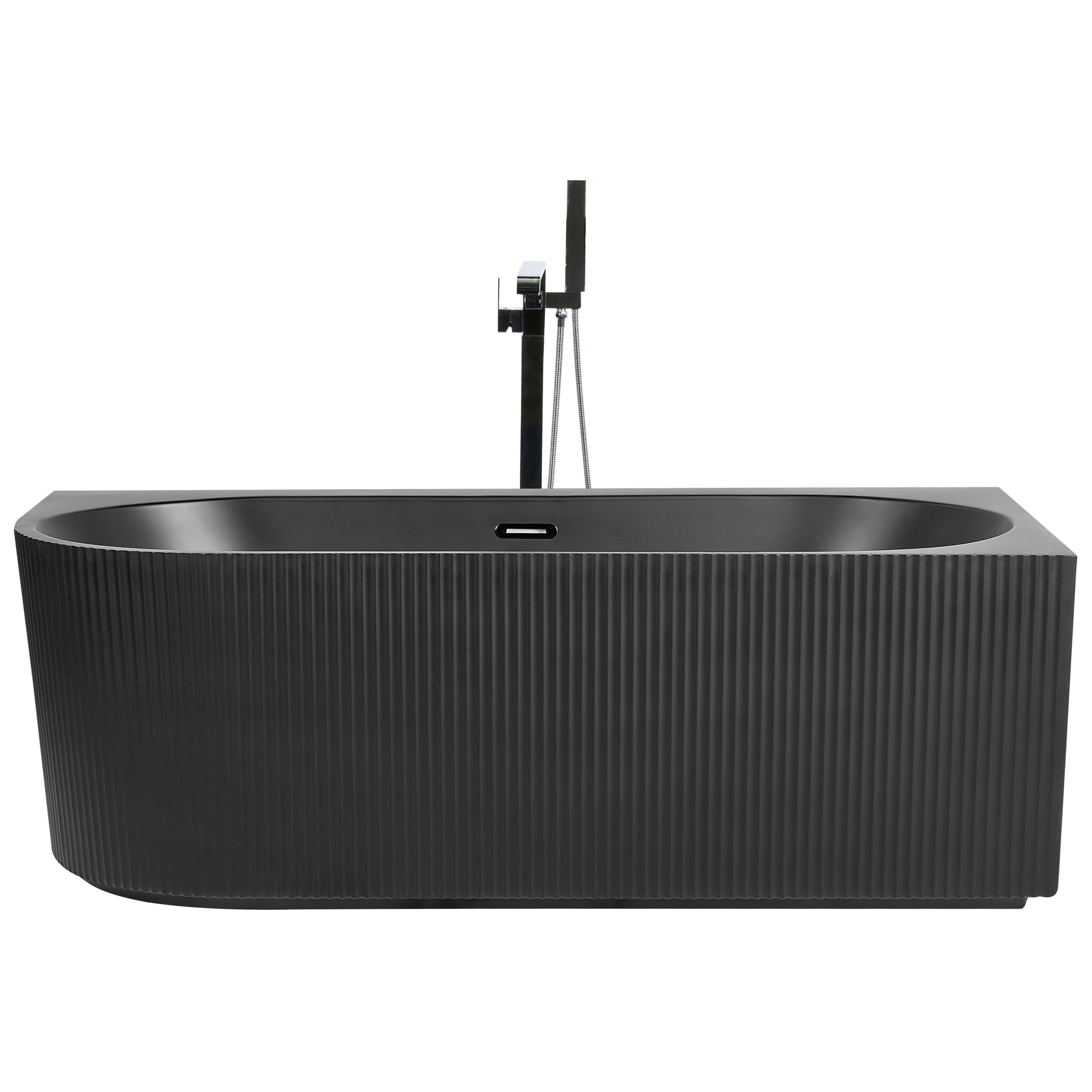 Bañera esquinera de acrílico negro izquierda 161 cm x 80 cm acabado estriado rectangular Gocta