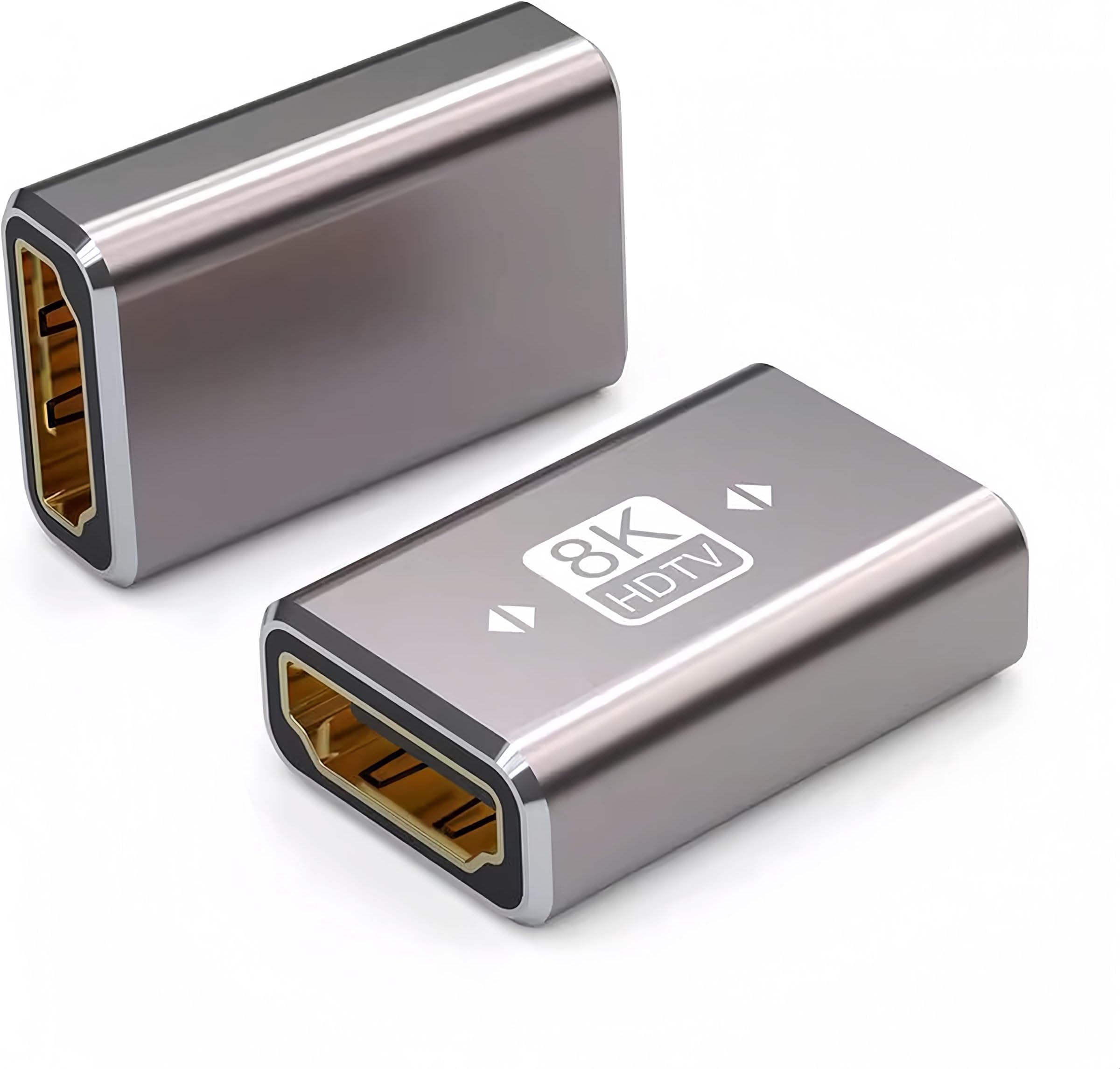 8K HDMI Female to Female Coupler 2-Pack, HDMI 2.1 High Speed Extender Adapter 48Gbps, 8K@60Hz 4K@120Hz HDR eARC for HDTV Roku Stick Laptop Monitor Projector PS5 Xbox