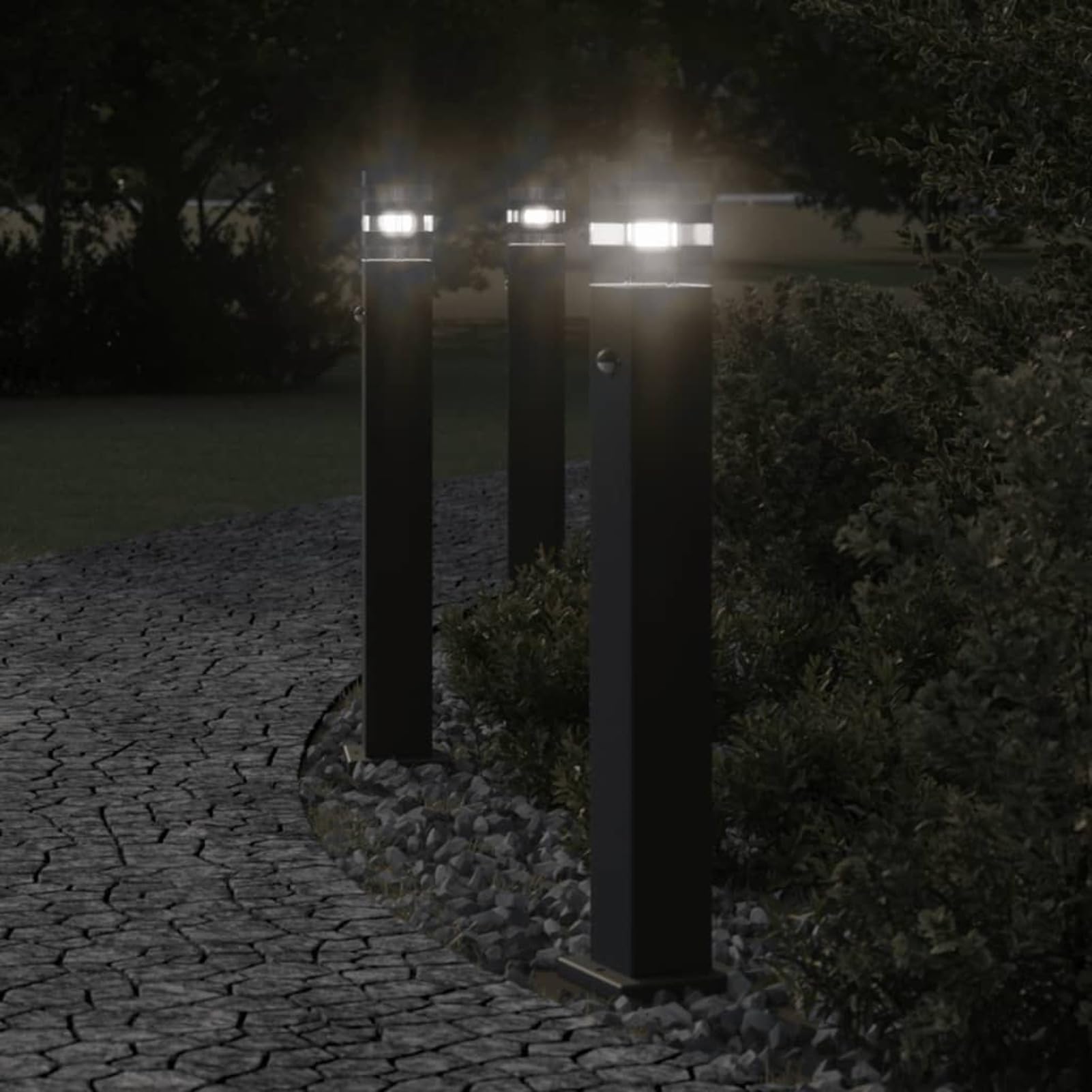 LAPOOH Lampada da Terra per Esterni con Sensore Nera 80cm in Alluminio,Lampade da Terra,Lampada da Terra Moderna,Lampade da Terra per Soggiorno-4006401