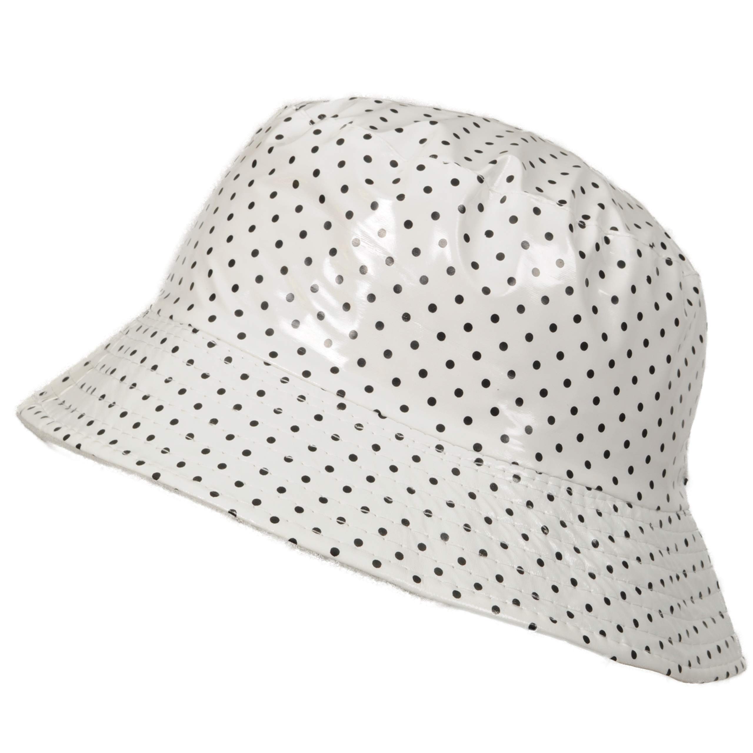 Toutacoo, Waterproof Vinyl Bucket Rain Hat (21- Polka Dot White)