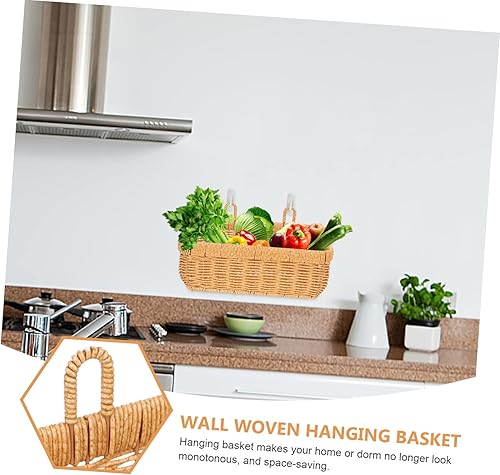 Miniatura 9 de 2 unidades de cesta de cebolla colgante tejida a mano para almacenamiento de pared para despensa del hogar, cesta de almacenamiento de cebolla