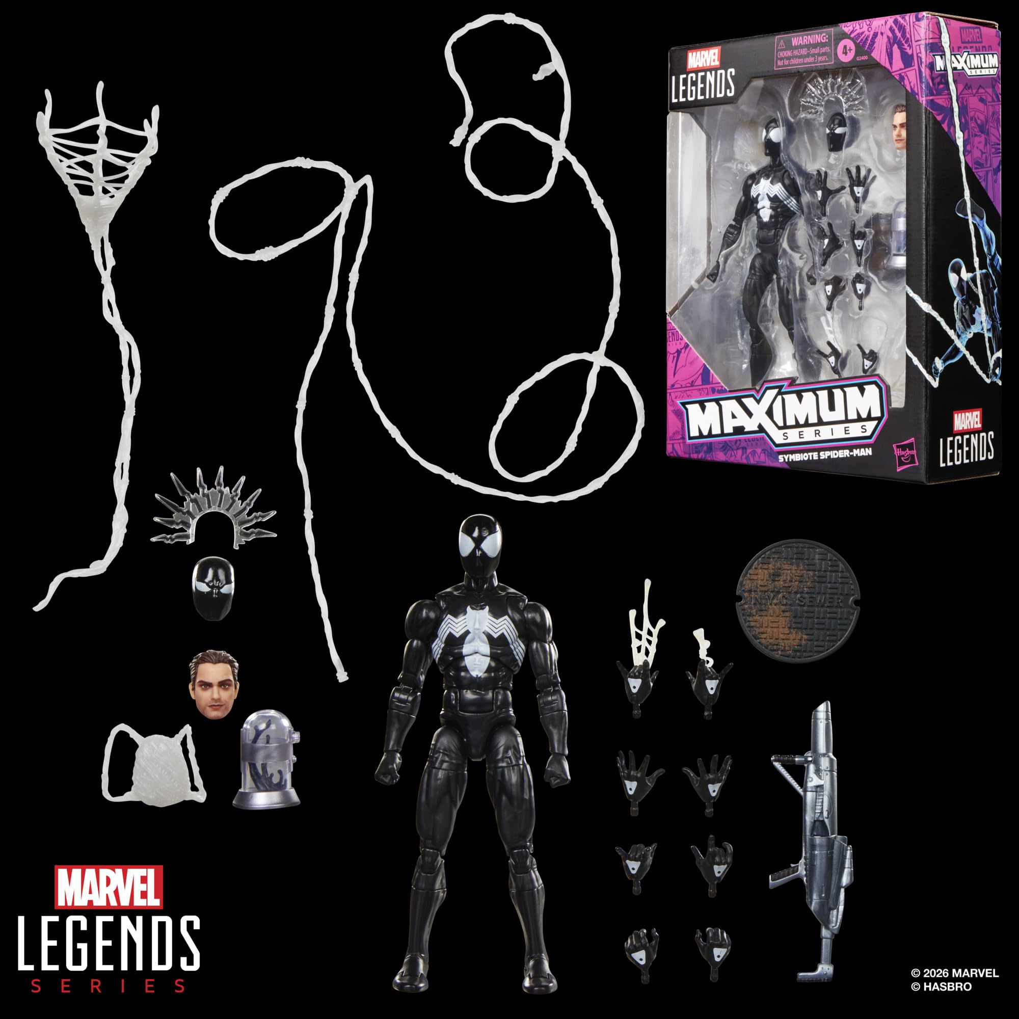 Serie Hasbro Marvel Legends Maximum, Spider-Man simbionte, action figure collezionabile deluxe da 15 cm, ispirata ai fumetti di Spider-Man, con punti di snodo fantastici e accessori spettacolari