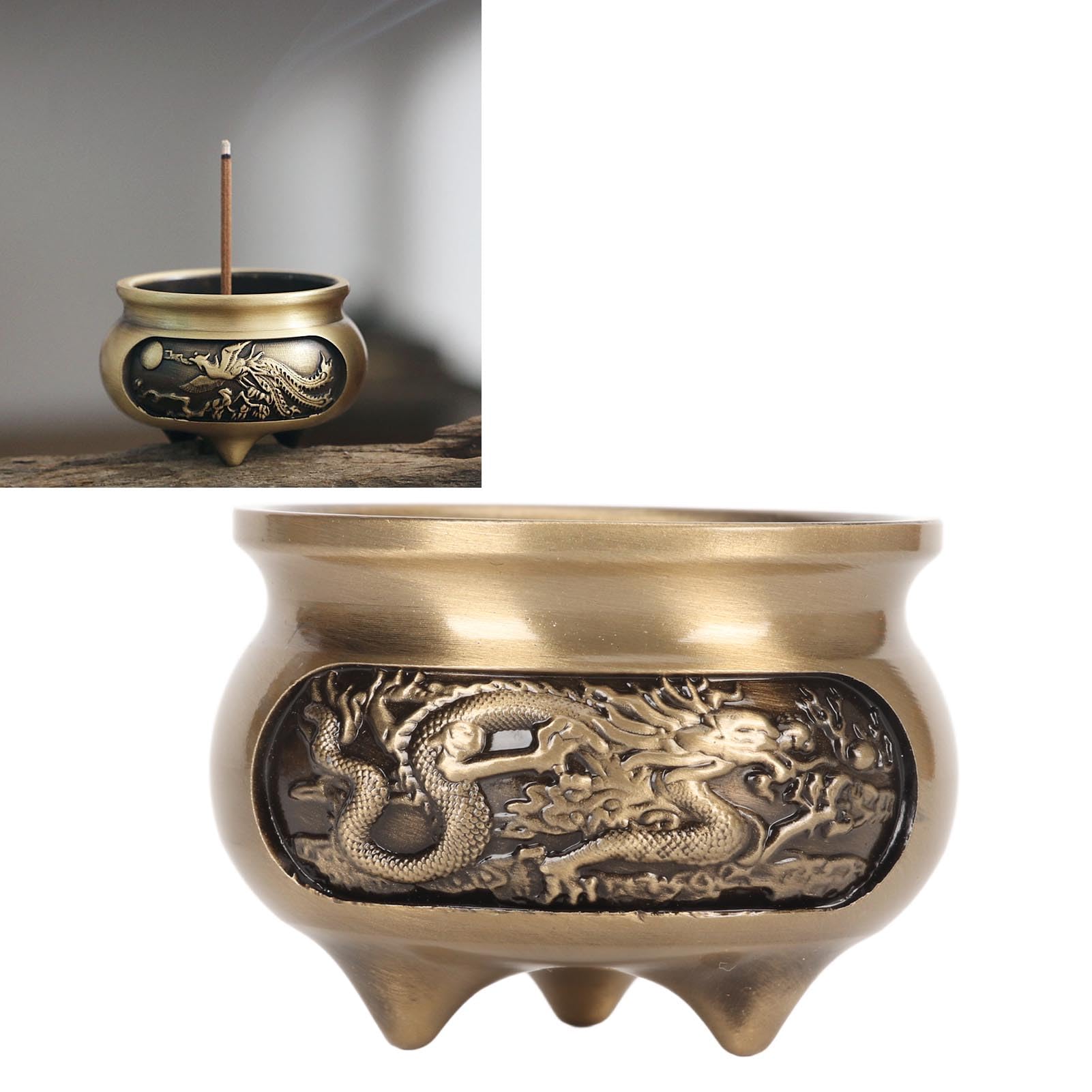 TAIYOU Bruciatore di incenso vintage in ottone con un piccolo